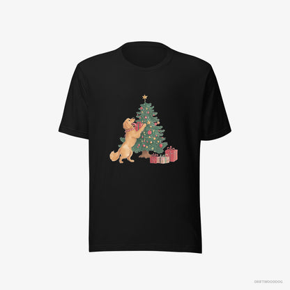 Golden Retriever Decorating the Tree Black T-Shirt