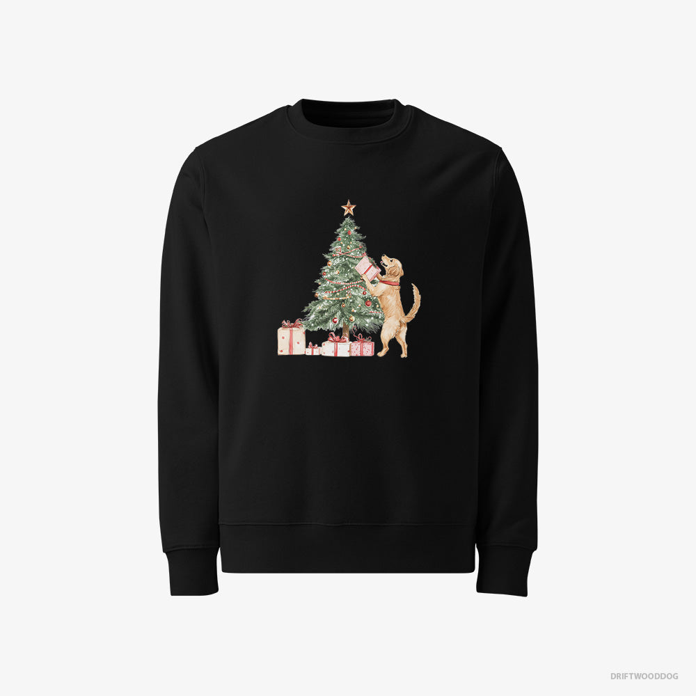 Golden Retriever Setting Up the Christmas Tree – Men's Sweatshirt Black – Classic