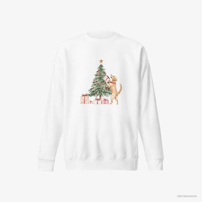 Golden Retriever Setting Up the Christmas Tree White Sweatshirt