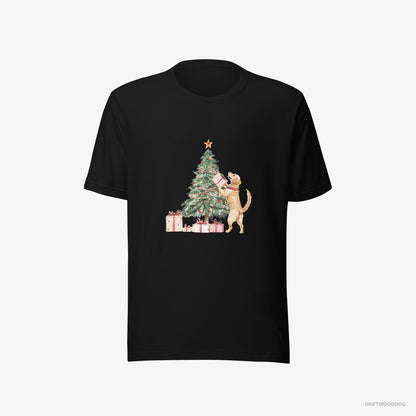 Golden Retriever Setting Up the Christmas Tree Black T-Shirt