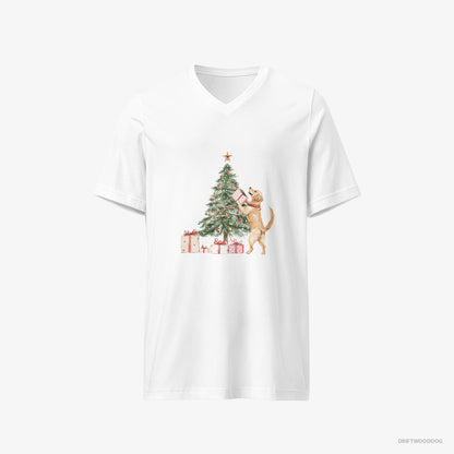 Golden Retriever Setting Up the Christmas Tree White T-Shirt