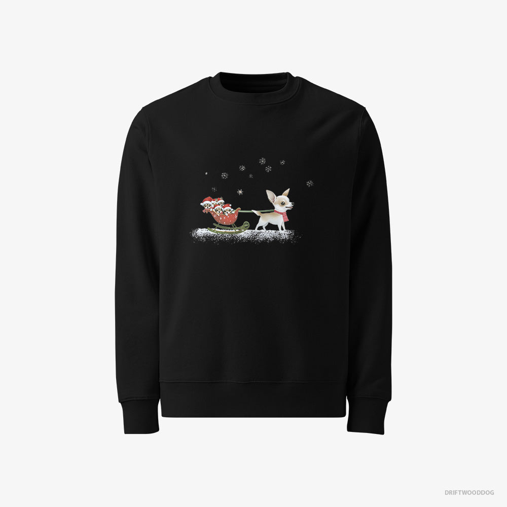 Chihuahua Riding a Sled with Puppies – Women's Sweatshirt Black – Classic