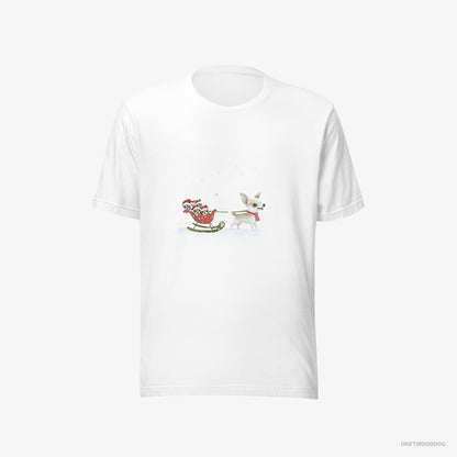 Chihuahua Riding a Sled with Puppies White T-Shirt