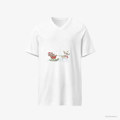 Chihuahua Riding a Sled with Puppies White T-Shirt