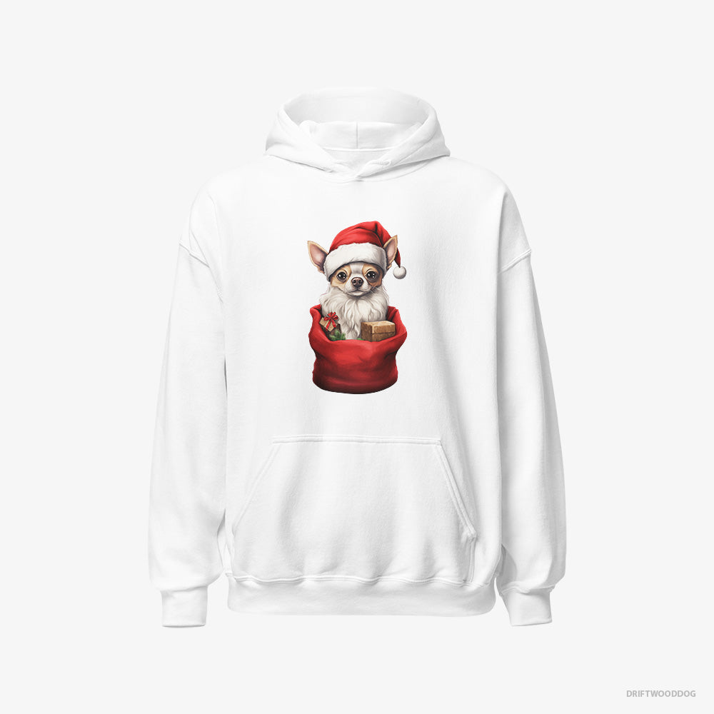 Chihuahua Hoodie – Men White Hoodie Classic – in a Christmas Bag (on White Background)