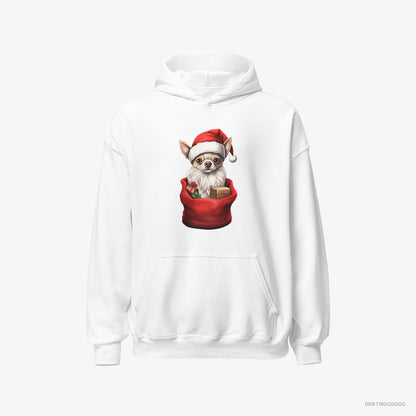 Chihuahua Hoodie – Men White Hoodie Classic – in a Christmas Bag (on White Background)