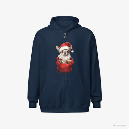 Chihuahua in a Christmas Bag Navy Hoodie