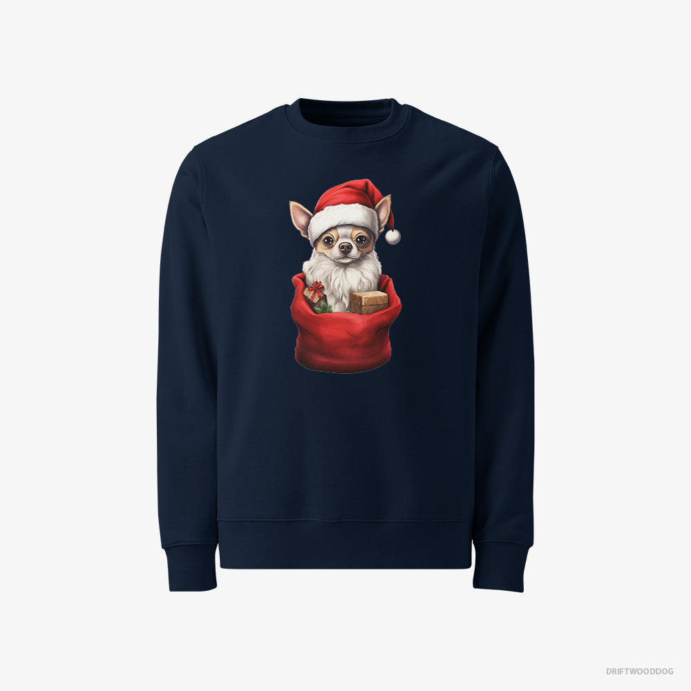 Chihuahua Sweatshirt – Men Navy Sweatshirt Classic – in a Christmas Bag (on White Background)