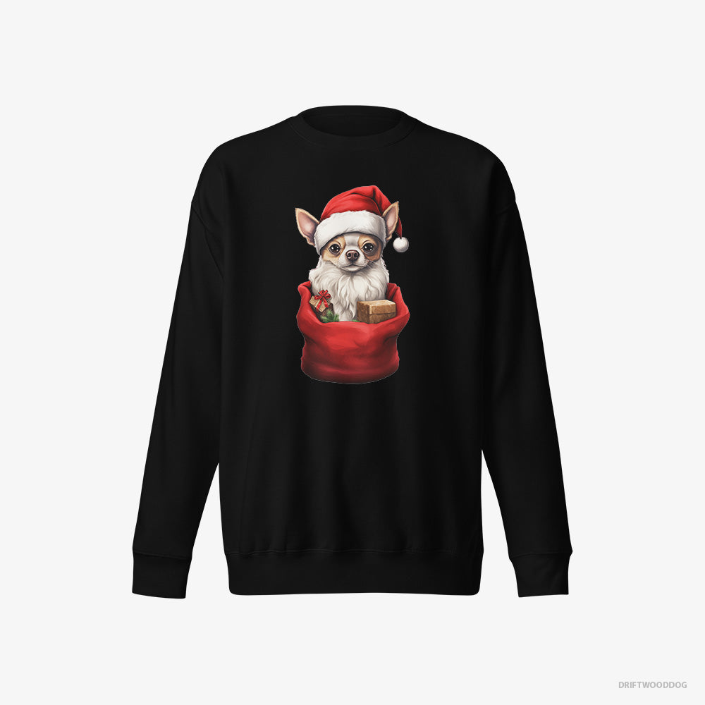 Chihuahua Sweatshirt – Men Black Sweatshirt Eco-Friendly – in a Christmas Bag (on White Background)