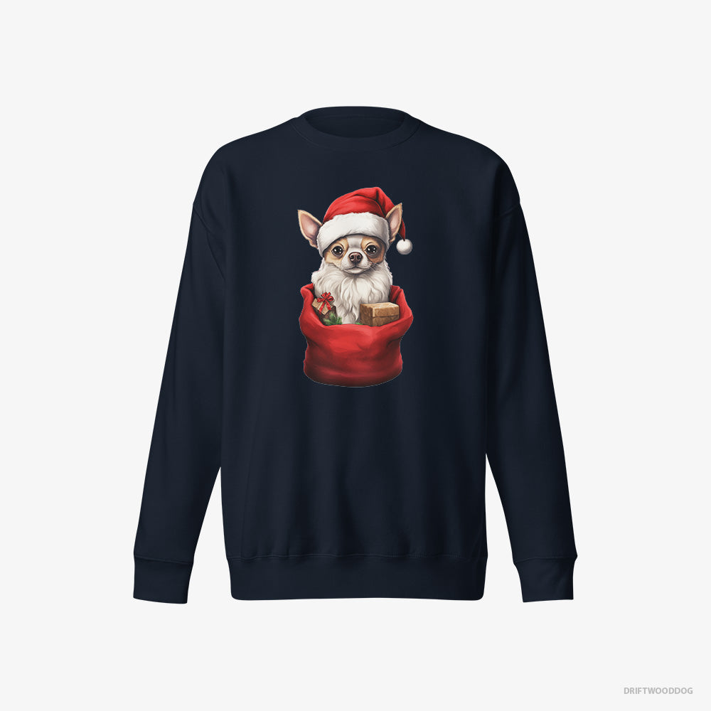 Chihuahua Sweatshirt – Men Navy Sweatshirt Eco-Friendly – in a Christmas Bag (on White Background)