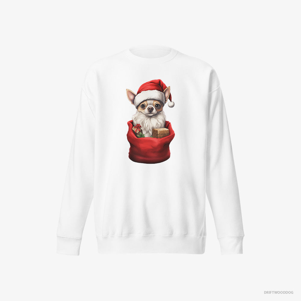 Chihuahua Sweatshirt – Men White Sweatshirt Eco-Friendly – in a Christmas Bag (on White Background)