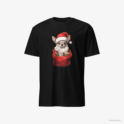 Chihuahua in a Christmas Bag Black T-Shirt