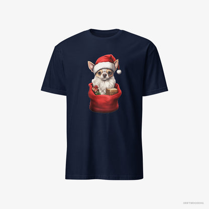 Chihuahua T-Shirt – Men Navy T-Shirt Classic – in a Christmas Bag (on White Background)