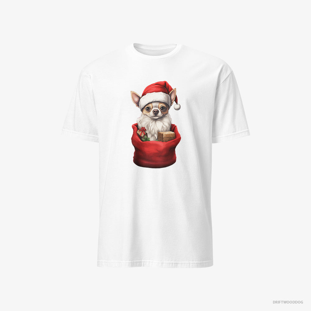 Chihuahua T-Shirt – Men White T-Shirt Classic – in a Christmas Bag (on White Background)