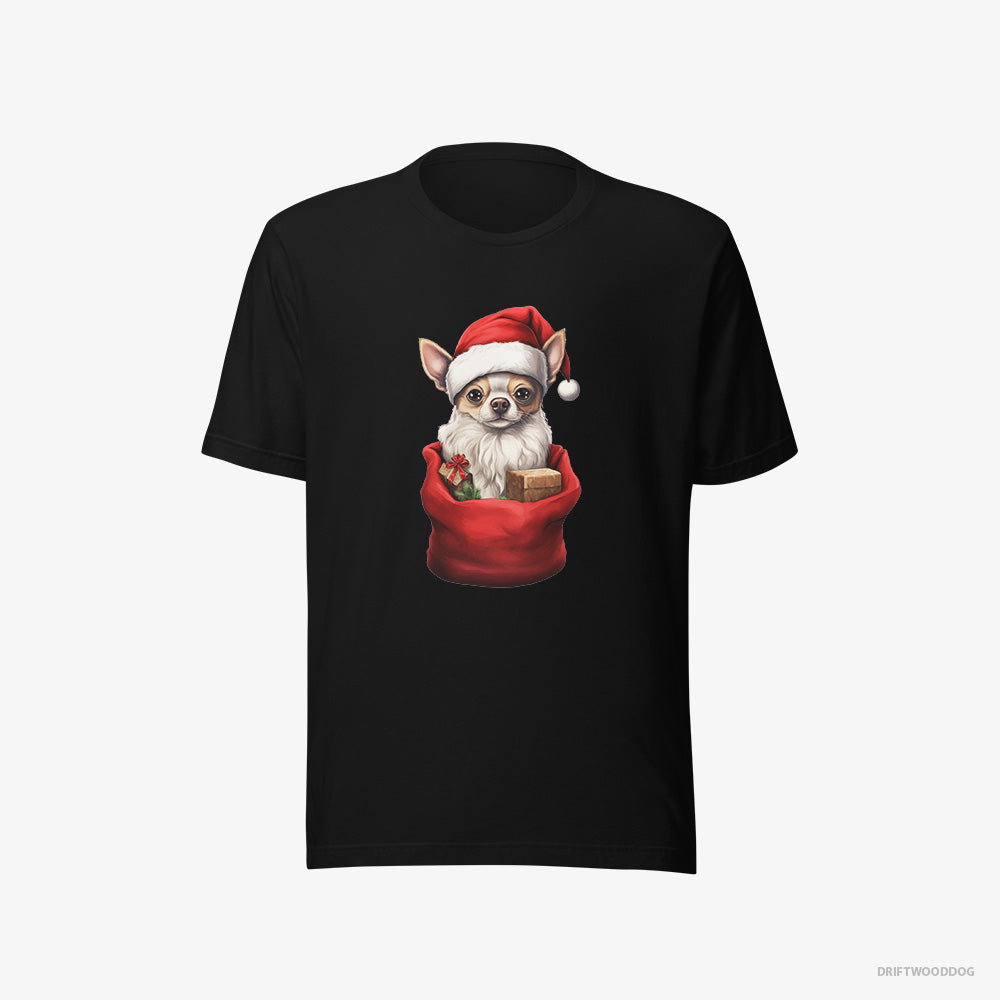 Chihuahua T-Shirt – Men Black T-Shirt Eco-Friendly – in a Christmas Bag (on White Background)