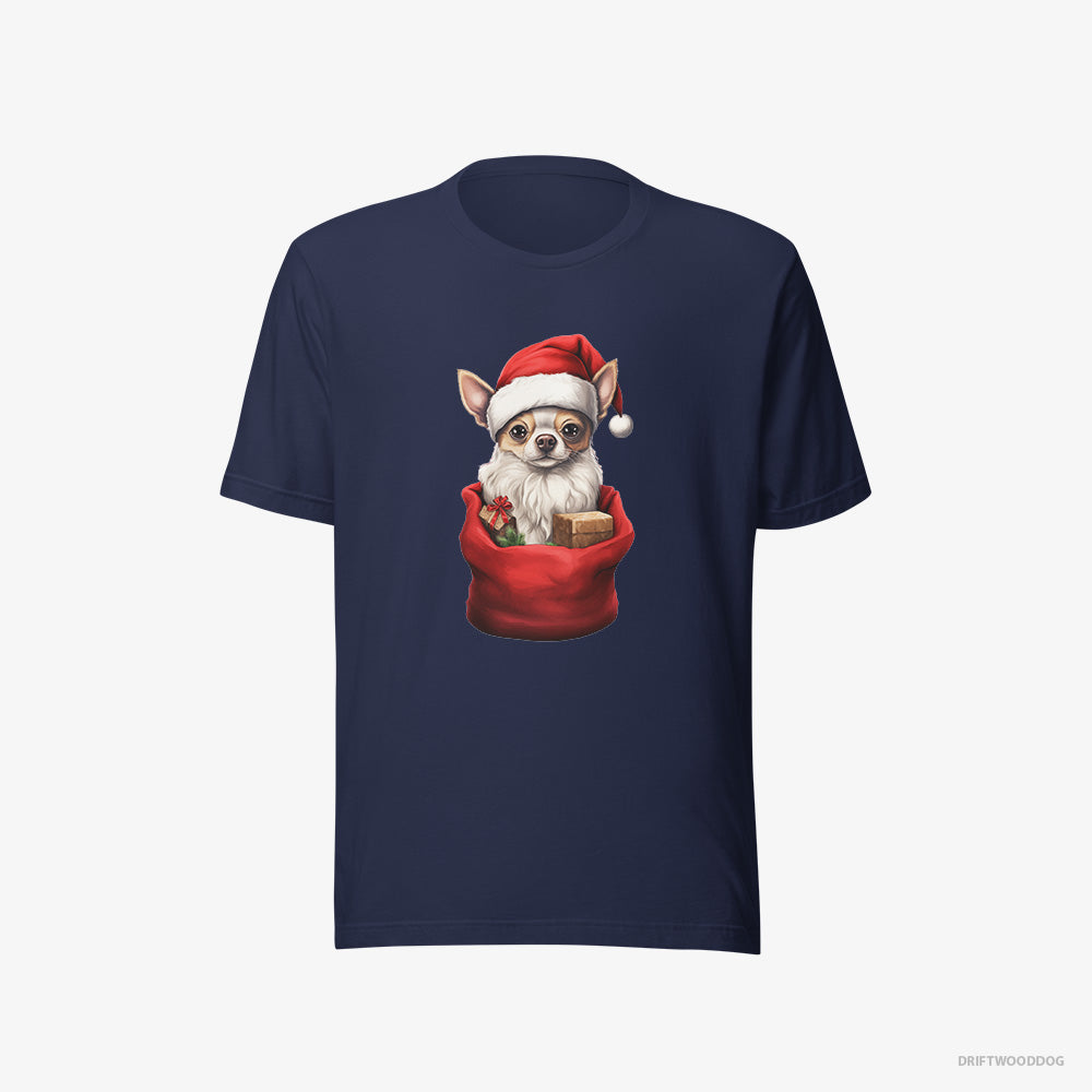 Chihuahua T-Shirt – Women Navy T-Shirt Eco-Friendly – in a Christmas Bag (on White Background)