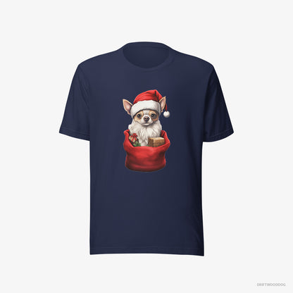 Chihuahua in a Christmas Bag Navy T-Shirt