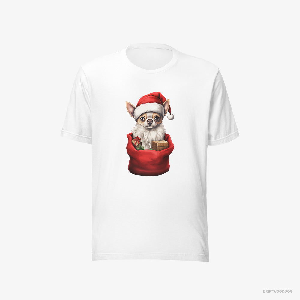 Chihuahua T-Shirt – Men White T-Shirt Eco-Friendly – in a Christmas Bag (on White Background)