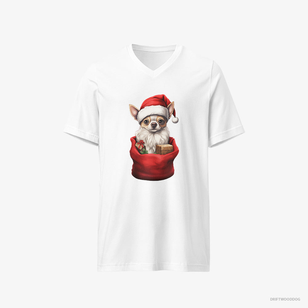 Chihuahua in a Christmas Bag V-Neck T-Shirt