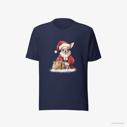 Chihuahua Bringing a Bag of Christmas Presents Navy T-Shirt