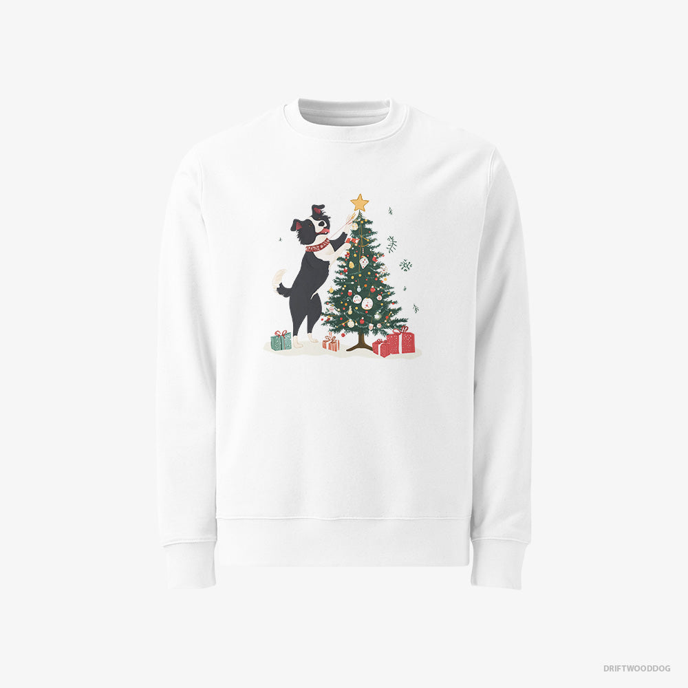 Border Collie Putting the Star on Top of the Christmas Tree Classic Sweatshirt