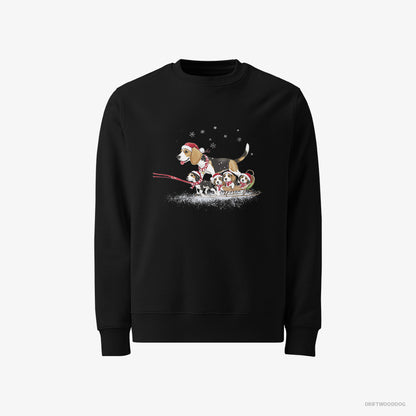 Beagle Giving Her Puppies a Sled Ride Black Sweatshirt