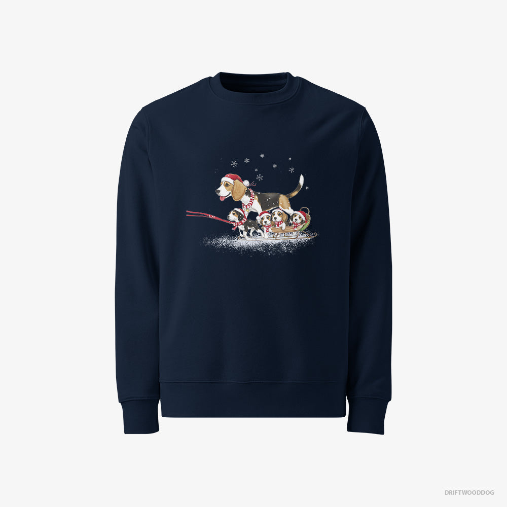 Beagle Giving Her Puppies a Sled Ride – Men's Sweatshirt Navy – Classic