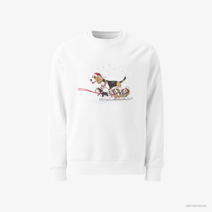 Beagle Giving Her Puppies a Sled Ride White Sweatshirt