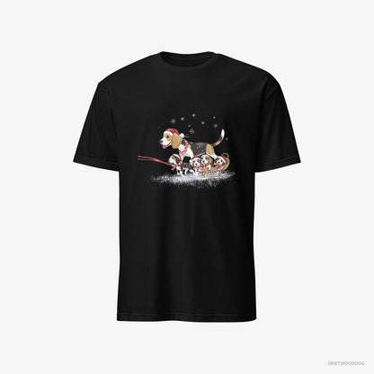 Beagle Giving Her Puppies a Sled Ride Black T-Shirt