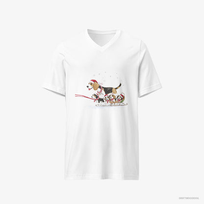 Beagle Giving Her Puppies a Sled Ride White T-Shirt