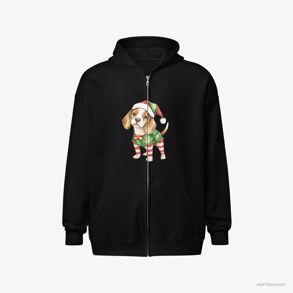 Beagle in a Playful Elf Attire Full-Zip Hoodie