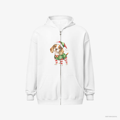 Beagle in a Playful Elf Attire White Hoodie