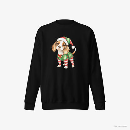 Beagle in a Playful Elf Attire Black Sweatshirt