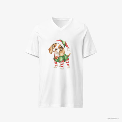 Beagle in a Playful Elf Attire White T-Shirt