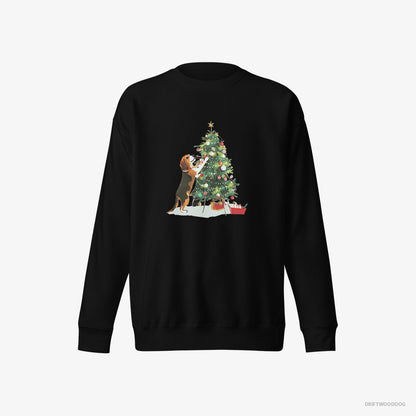 Beagle Decorating the Christmas Tree Black Sweatshirt