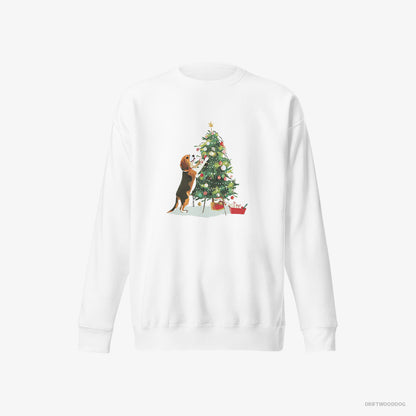 Beagle Decorating the Christmas Tree White Sweatshirt