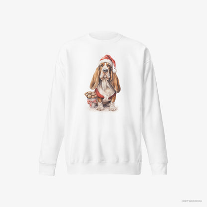 Basset Hound With a Sack of Christmas Cookies White Sweatshirt