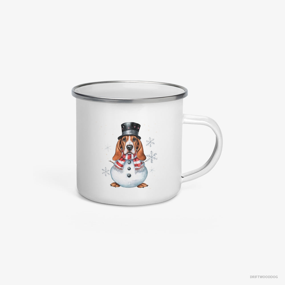 Basset Hound as a Snowman Enamel Mug