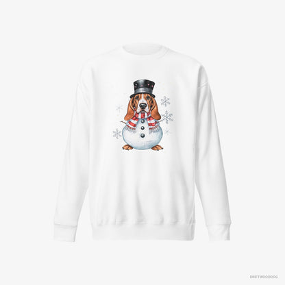 Basset Hound as a Snowman White Sweatshirt