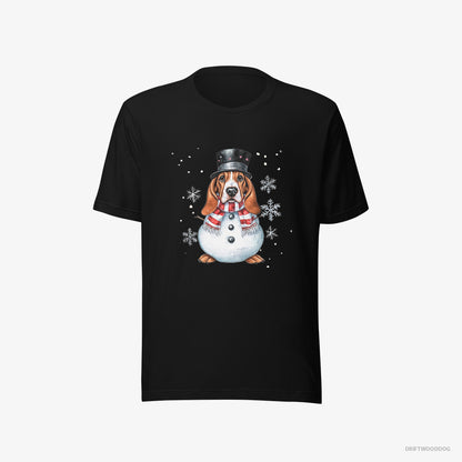 Basset Hound as a Snowman Black T-Shirt