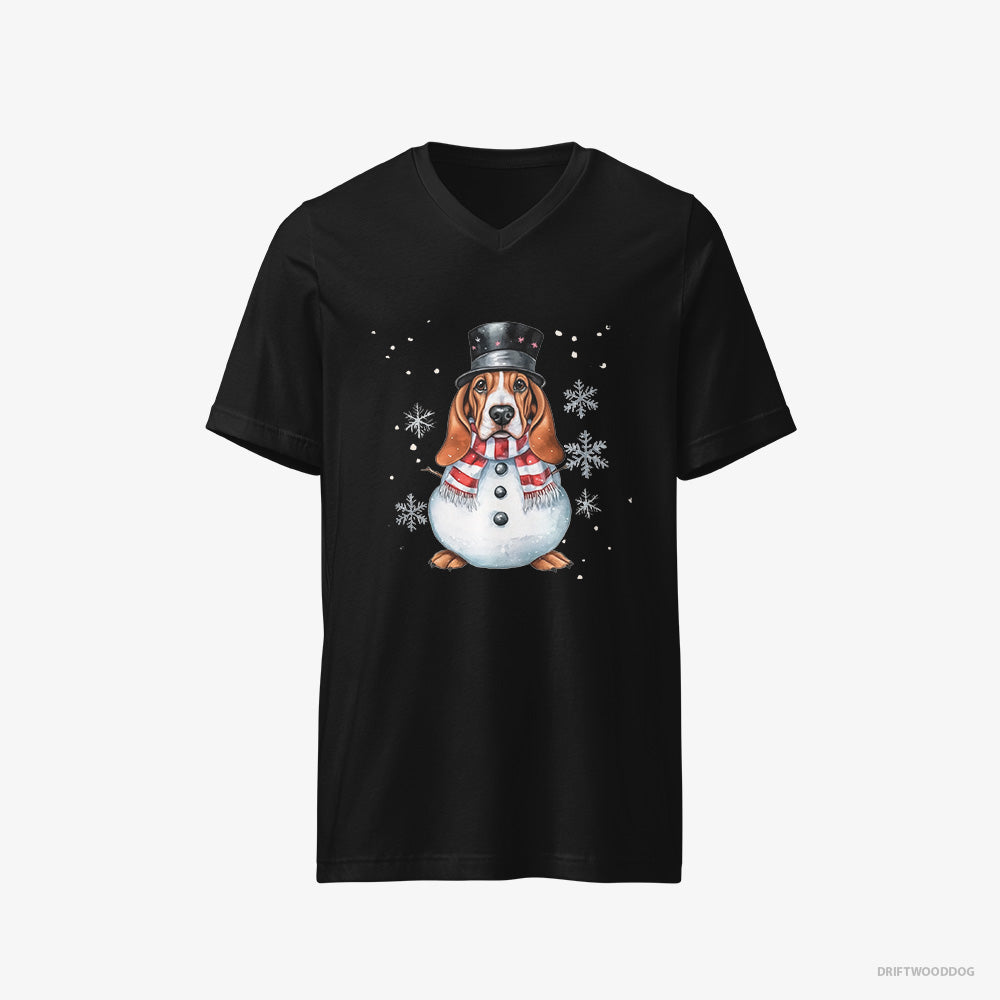 Basset Hound as a Snowman – Men's T-Shirt Black V-Neck – V-Neck