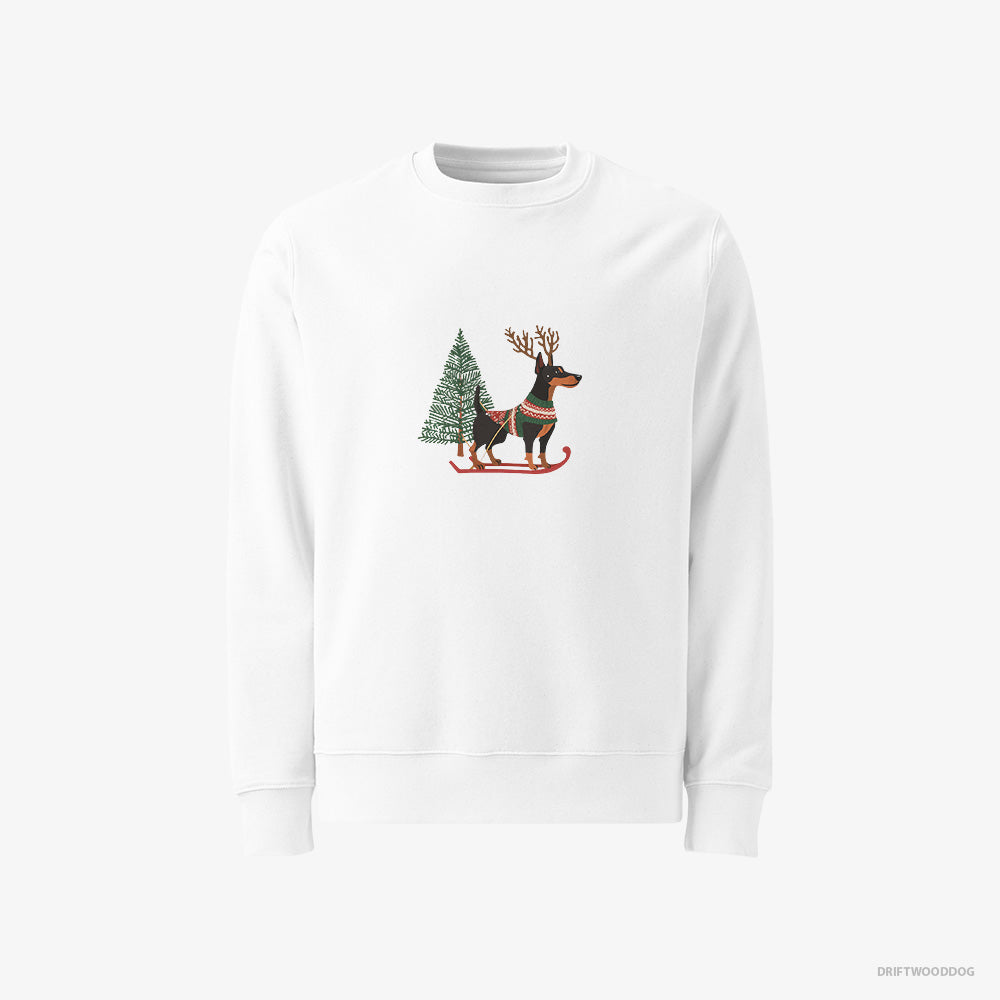 Dobermann Skiing with Reindeer Antlers Classic Sweatshirt