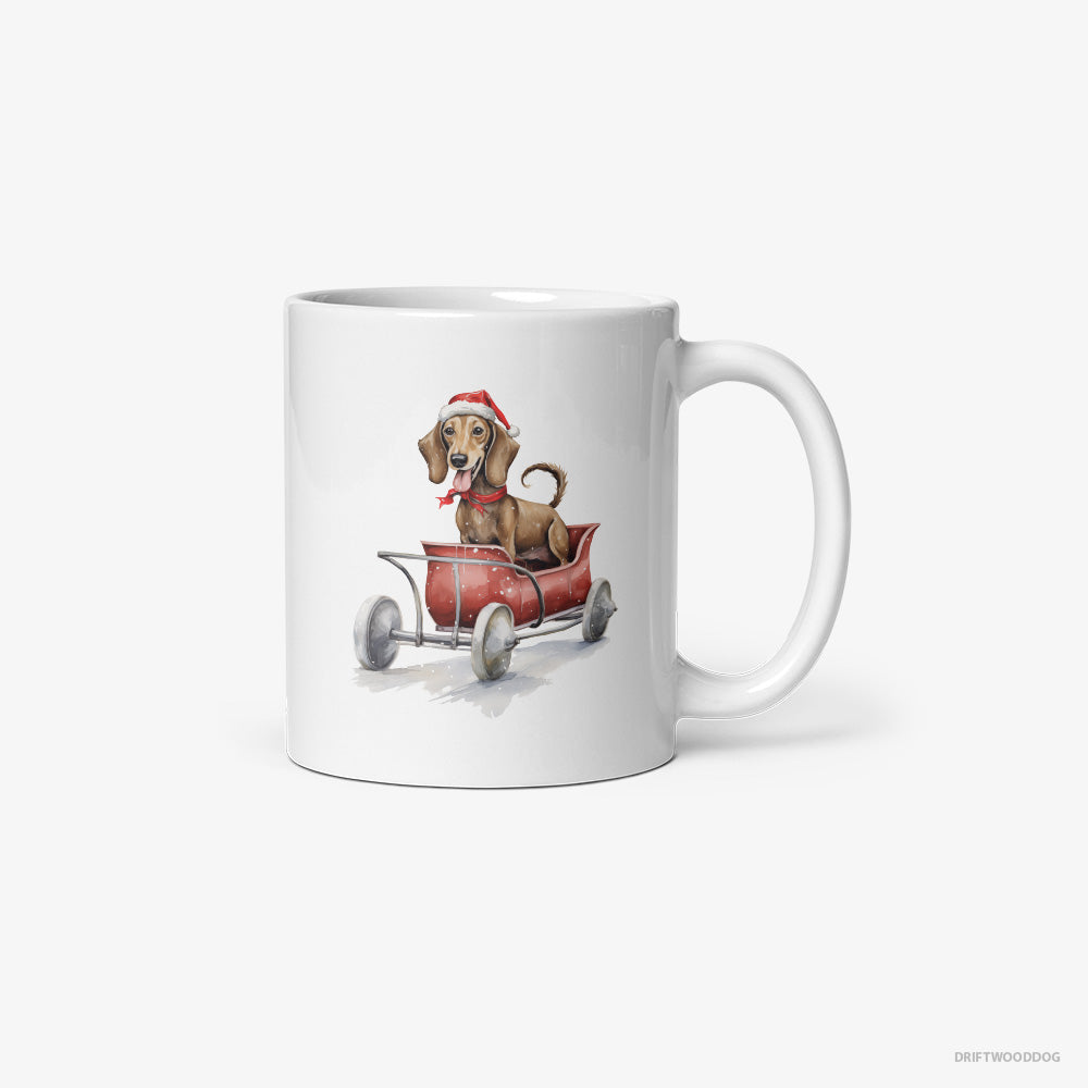 Dachshund Riding in a Christmas Sleigh Classic Mug