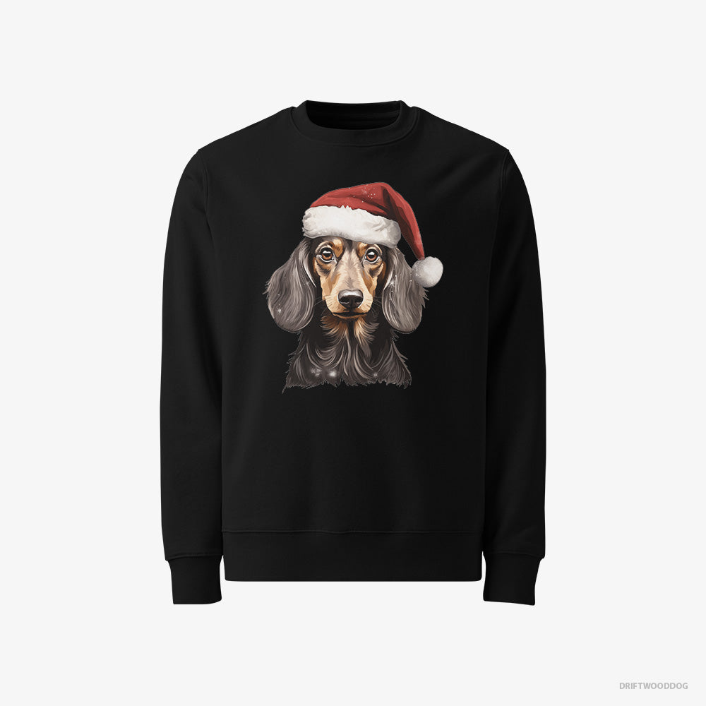 Dachshund Sweatshirt – Men Black Sweatshirt Classic – in a Christmas Mood (on White Background)