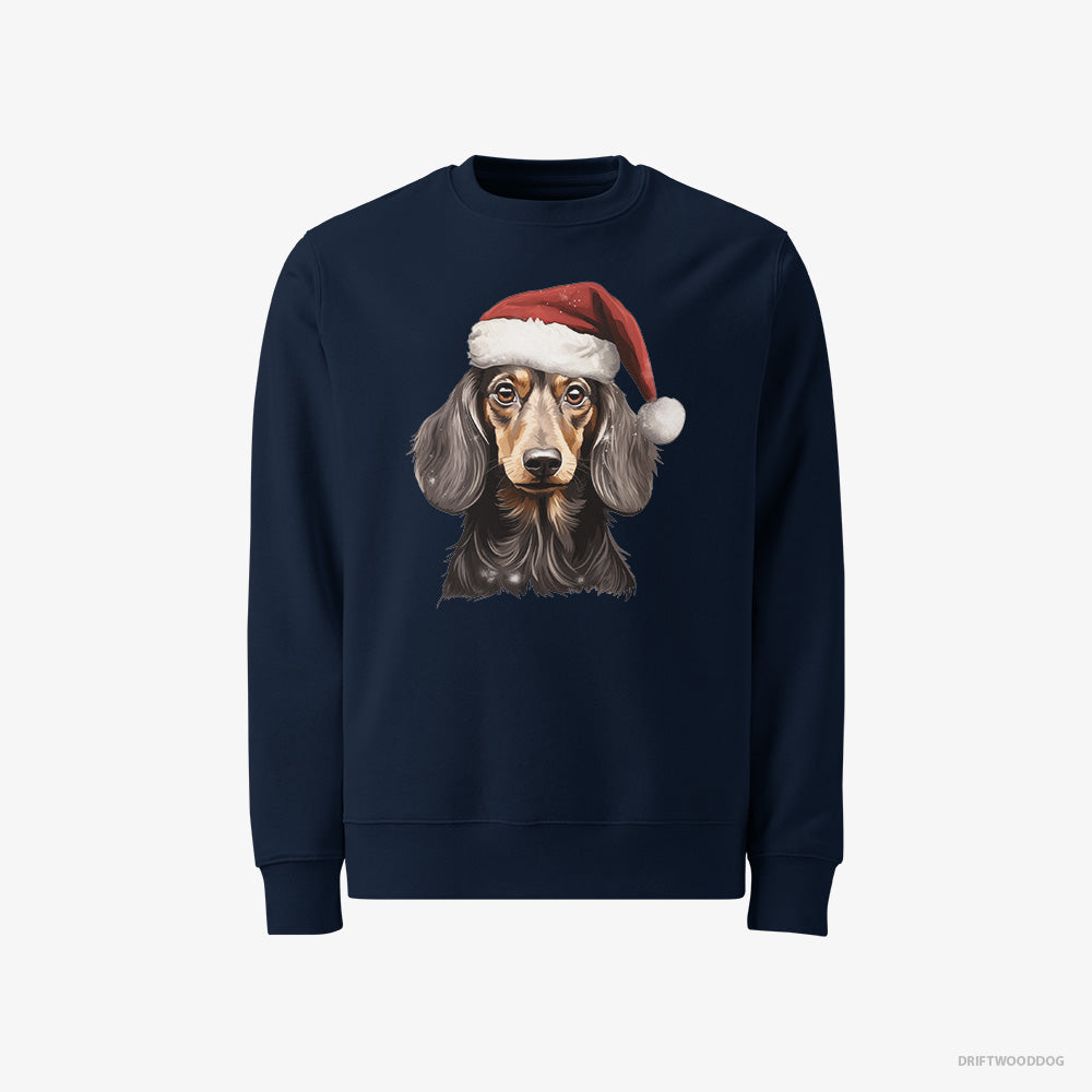 Dachshund Sweatshirt – Men Navy Sweatshirt Classic – in a Christmas Mood (on White Background)