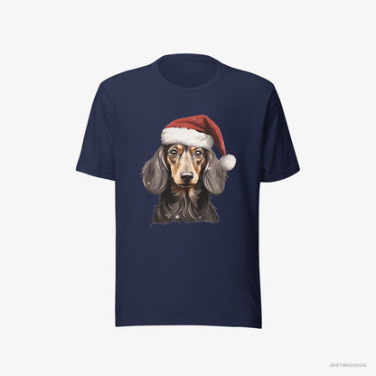 Dachshund T-Shirt – Men Navy T-Shirt Eco-Friendly – in a Christmas Mood (on White Background)