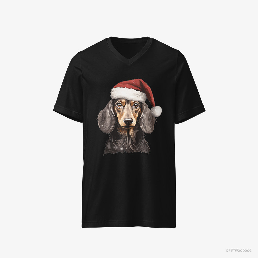 Black Dachshund in a Christmas Mood – Men's T-Shirt Black V-Neck – V-Neck