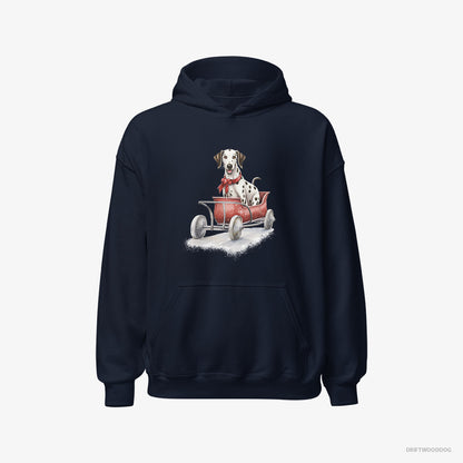 Dalmatian Sledding in a Christmas Sleigh Navy Hoodie