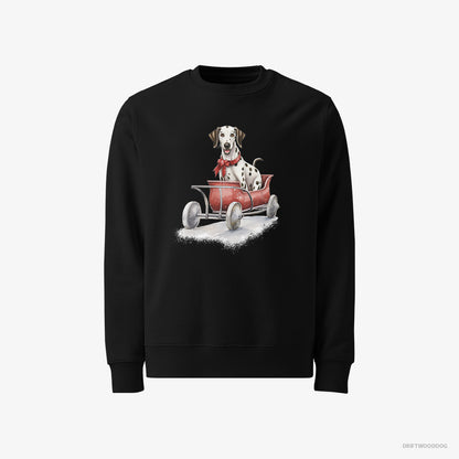 Dalmatian Sledding in a Christmas Sleigh Black Sweatshirt