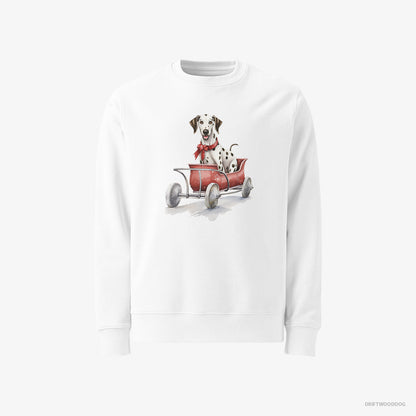 Dalmatian Sledding in a Christmas Sleigh White Sweatshirt